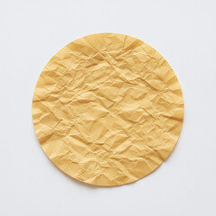 Wrinkled round paper isolated on white background crumpled circle of brown kraft paper abstract texture of old parchment top view of a vintage sheet design element for collage, creative projects