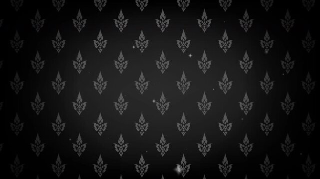 4K animation of Thai pattern on black background. Lai Thai pattern wallpaper