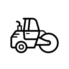 Road roller machine-  line vector icon