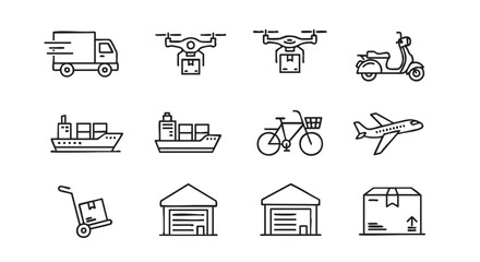Fototapeta premium Delivery and logistics vector icons for web and app design transport