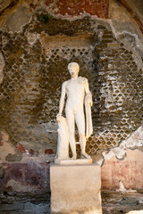 Italy, Naples, Baia, view and details of the archaeological area specialized in the spa treatments of the ancient Romans.