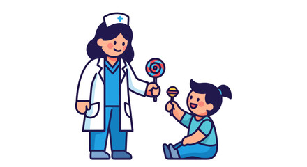 Pediatrician Offers Lollipop To A Cheerful Child, Creating A Moment Of Joy