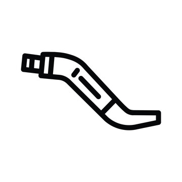 Motorcycle exhaust pipe line icon, simple outline illustration representing motorbike muffler, exhaust system, or vehicle spare part
