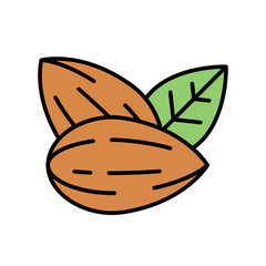 Pair of Almond Nuts with Leaf Filled Icon