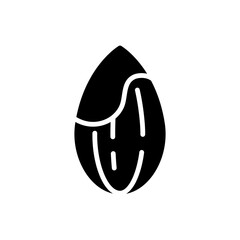 Peeled Almond Nut with Kernel Silhouette Icon