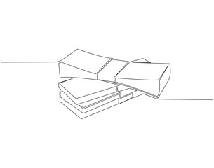 Stack of banknotes continuous line. Continuous one line drawing of stack banknotes. Dollar money concept. Single line drawing