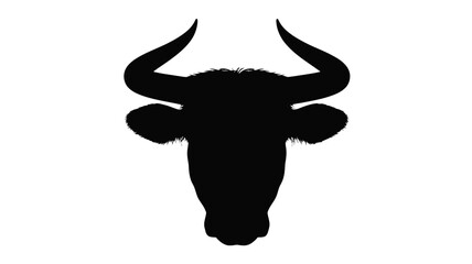 Silhouette of a bulls head a strong and powerful symbol isolated on a white background