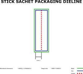 Stick Sachet Packaging Dieline — Slim Pouch Template for Powder or Liquid Products
