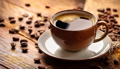 Cup Of Coffee On Wooden Table