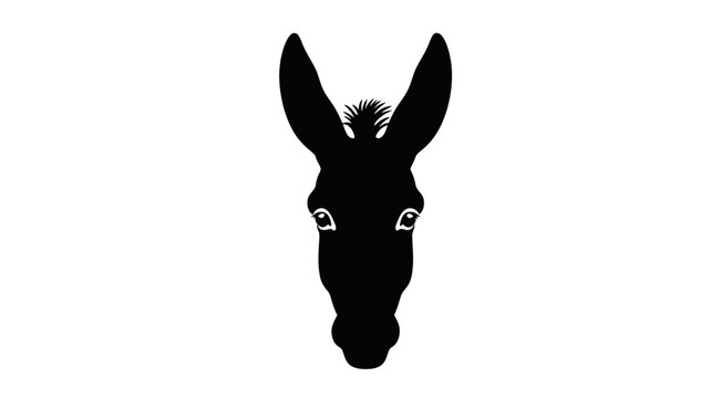 Donkey head silhouette simple black vector illustration isolated on white background