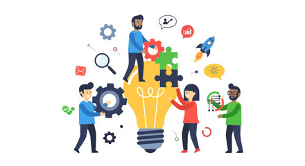 Fototapeta premium Teamwork And Innovation: Collaborative Concept Bringing Ideas to Life with Creativity