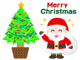 サンタクロースとクリスマスツリーのイラスト素材3