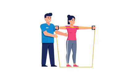 Obraz premium Therapist Guiding Patient Through a Resistance Exercise Program for Physical Therapy