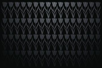 Elegant seamless floral vector pattern on black wallpaper background