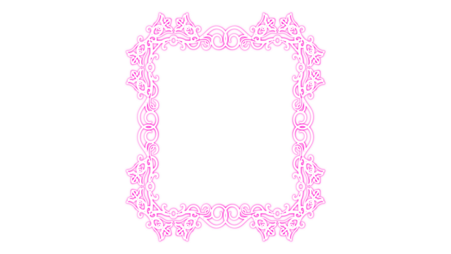 ornate decorative square border with floral elements and swirling vines in white and bright pink isolated on transparent background