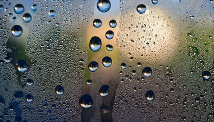 Crystal Raindrops On Glass