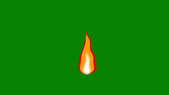 Fire explosion FX 2D flash animation, fire smoke and burn effect, glowing fire smoke, red animated cartoon fire on green screen background. 4K