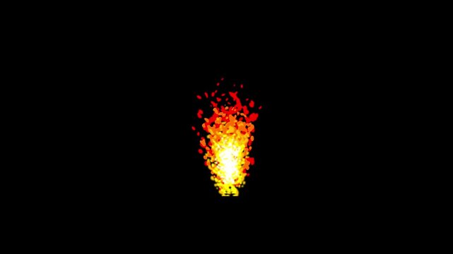 Flash 2D fire explosion, FX fire animation, cartoon smoke fire and burn reveal glow effect, red animated 2D smoke fire, alpha channel cartoon fire 4K animation.