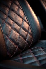 Obraz premium Close-up of Retro Car Leather Seat with Detailed Stitching Pattern