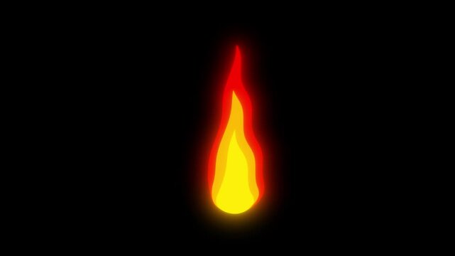 Flash explosion 2D fire, FX fire animation, cartoon fire smoke and burn reveal, glow fire animation effect, red 2D fire smoke alpha channel 4K cartoon animation.