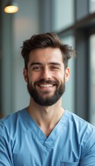 Obraz premium Smiling male nurse in scrubs radiating positivity