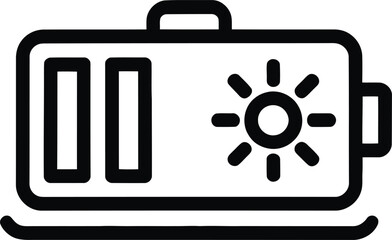 Battery With Sun And Two Rectangles Line Art Icon power energy