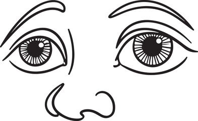 Fototapeta premium A cartoon face with big eyes silhouette