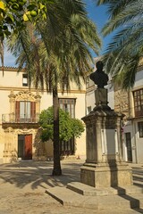 beautiful square and Rafael Rivero bust in Jerez de la Frontera
