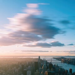 Obraz premium skyline aerial drone view from above, lake Michigan and city skyscrapers cityscape,