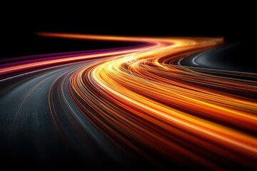 Colorful light trails creating abstract patterns on a black background