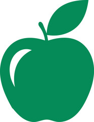 Simple green apple fruit icon silhouette