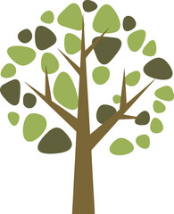 Stylized tree with green pebble shaped leaves