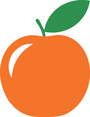 Simple Orange Fruit with Leaf Icon