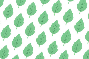 Fototapeta premium Green leaves pattern with fresh plant elements creating a seamless organic background on transparent