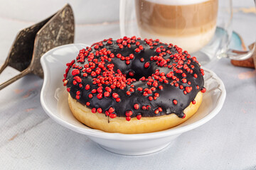 Glazed chocolate sweet donut dessert