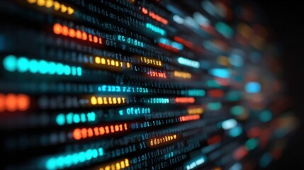 Fototapeta premium Futuristic Digital Background with Color-Coded Software Code and Cinematic Lighting