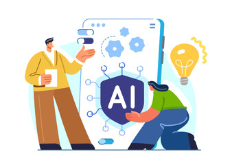 AI technology concept. Artificial intelligence assistant on smartphone screen. Modern application, digital software