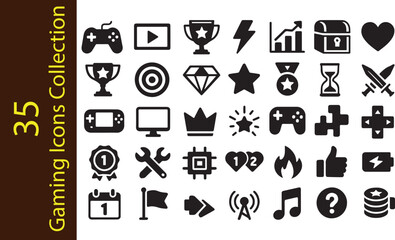 35 Gaming Icons Collection Vector Set