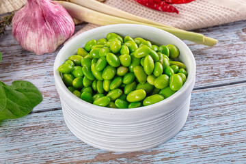Edamame beans in the bowl