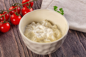 Italian delicous stracciatella young soft cheese