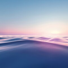 Abstract digital render shows fluid wave pattern reflecting soft pastel gradient of sunrise over vast ocean expanse