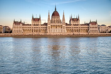 Fototapeta premium Hungarian Parliament Building during sunset