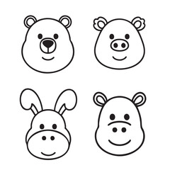 Set of Cute Animal Head Silhouettes