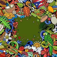 Puerto Rico cartoon doodle border