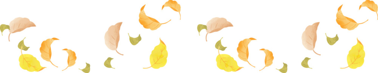 木枯らしに舞う落ち葉のイラスト