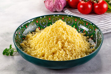 Boiled wheat couscous grain garnish