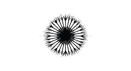 Abstract radial pattern of black spikes on a white background, symbolizing energy and growth