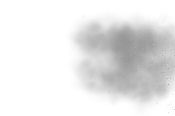 Gray dust explosion effect isolated on transparent background for decoration use