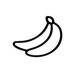 Banana Line Vector Icon. Banana icon in minimal line vector style. Suitable for smoothie menus, tropical branding, and food illustrations. Transparent background.
