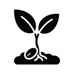 Seedling growing plant icon symbol representing growth new life and agricultural development silhouette